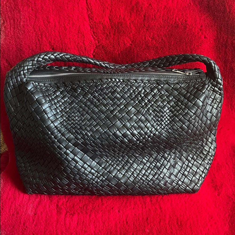 Falor Black Itlaian soft woven handbag